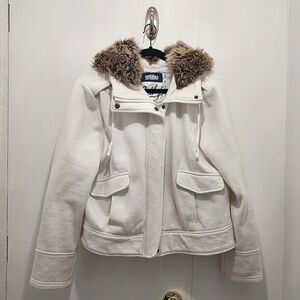 Sebby Faux Fur‎ Hooded Jacket Juinor's Size XL White